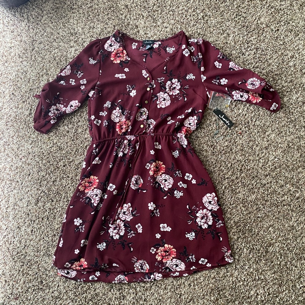 Wine floral dress